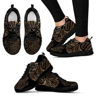 Polynesian Sneakers - Polynesian Turtle Tattoo Gold Version Unisex Black - Polynesian Pride