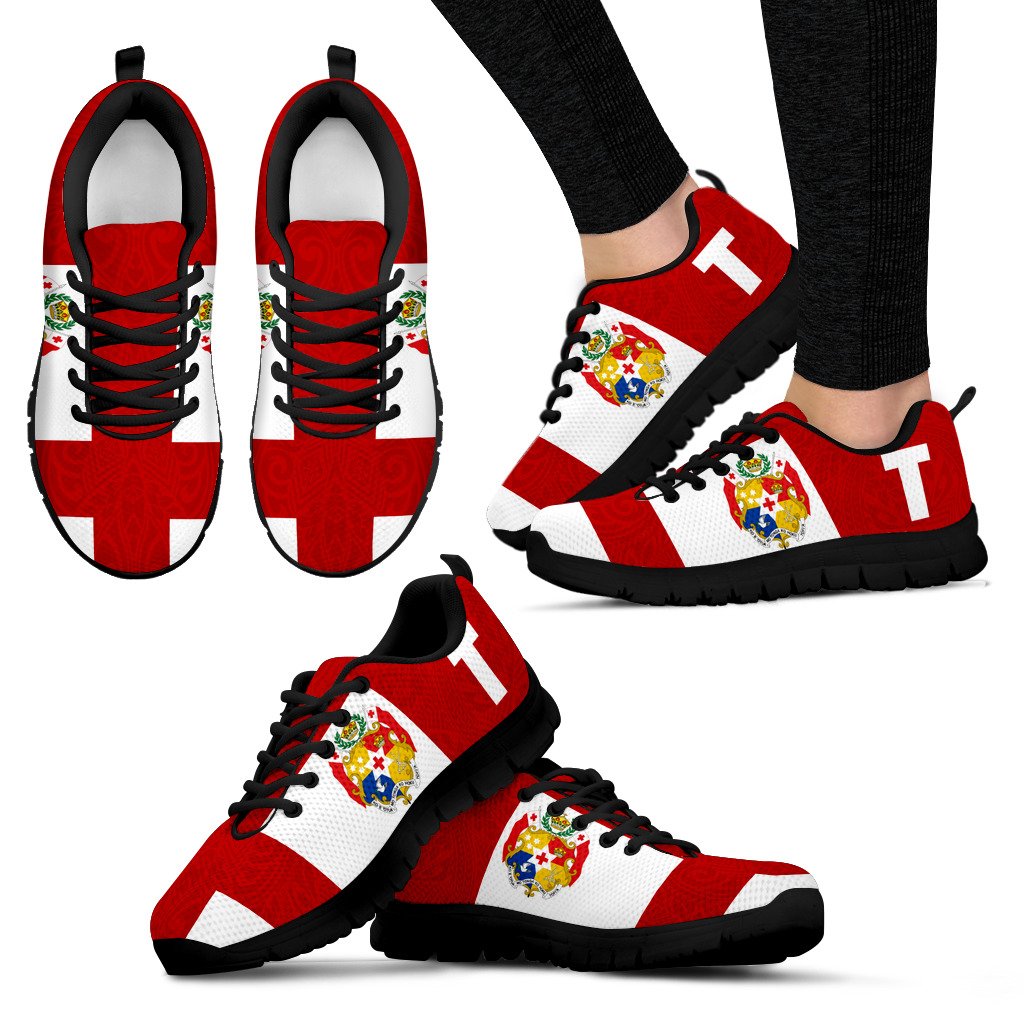 Tonga Sneakers - Tonga Flag Coat Of Arms - Polynesian Pride