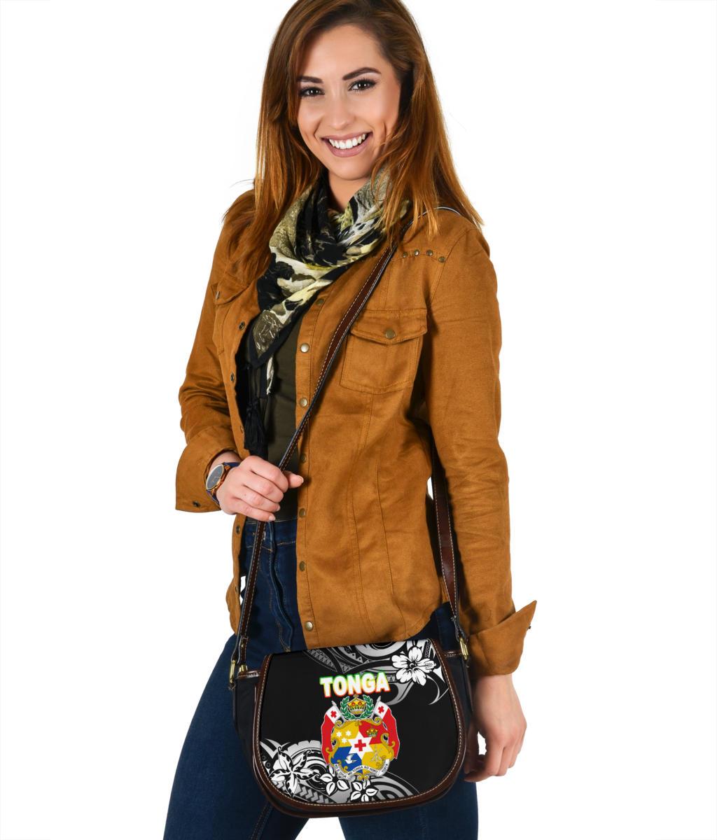 Mate Ma'a Tonga Rugby Leather Saddle Bag Polynesian Unique Vibes - Black Leather Saddle Bag One Size Black - Polynesian Pride