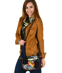 Mate Ma'a Tonga Rugby Leather Saddle Bag Polynesian Unique Vibes - Black Leather Saddle Bag One Size Black - Polynesian Pride