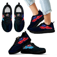 Fiji Samoa Sneakers - Fiji Coat Of Arms Flag Wing & Samoa Coat Of Arms Flag Wing - A8 - Polynesian Pride