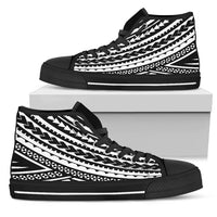 Polynesian High Top Shoes - Black White Version Unisex Black - Polynesian Pride