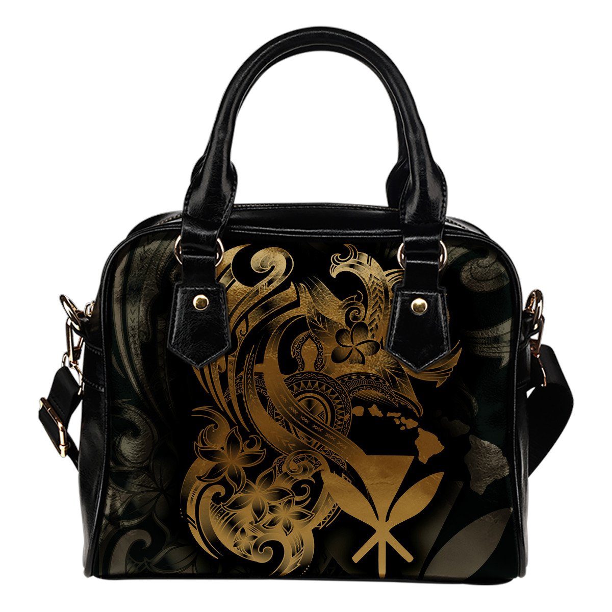 Polynesian Hawaii Shoulder Handbag - Kanaka Maoli Gold Turtle One Size Gold - Polynesian Pride