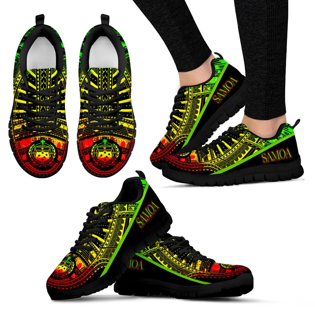 Samoa Sneakers - Samoa Coat Of Arms Polynesian Tattoo Style Reggae - Polynesian Pride