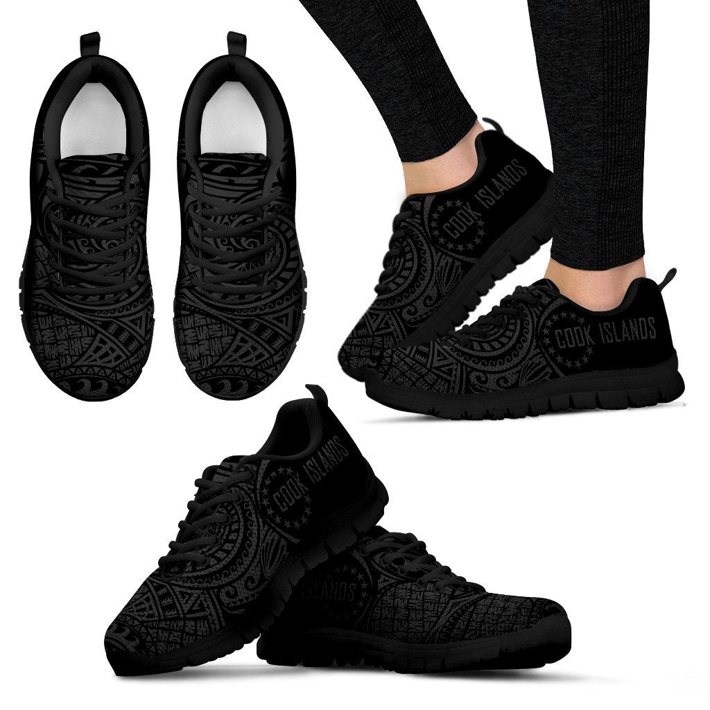 Cook Islands Polynesian Sneakers - Circle Style 03 Women's Sneakers Black - Polynesian Pride