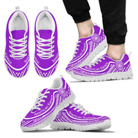 American Samoa Wave Sneakers White Purple Color Men's Sneakers - White - American Samoa White - Polynesian Pride