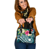 Nauru Polynesian Shoulder Handbag - Summer Plumeria (Turquoise) One Size Turquoise - Polynesian Pride