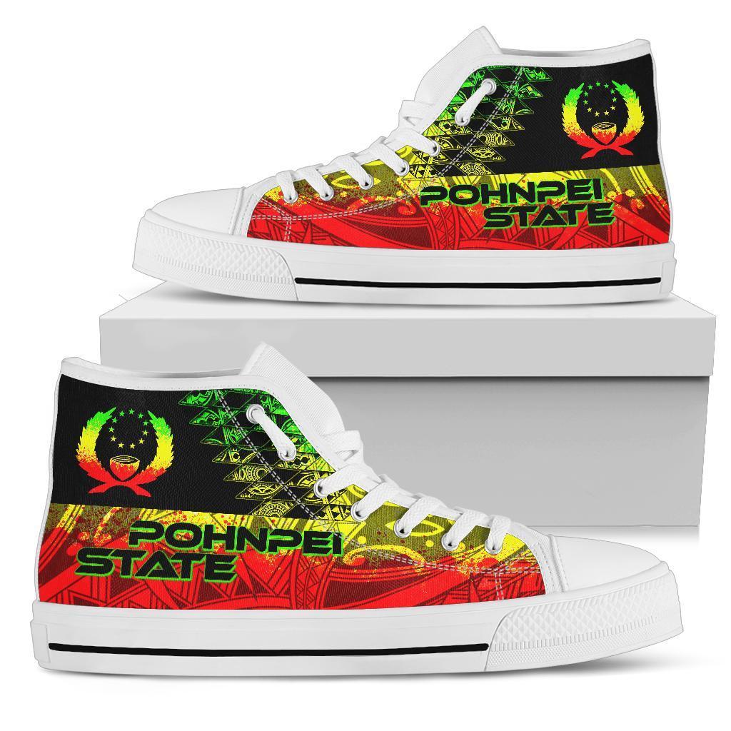 Pohnpei State High Top Shoes - Reggage Color Symmetry Style Unisex Black - Polynesian Pride