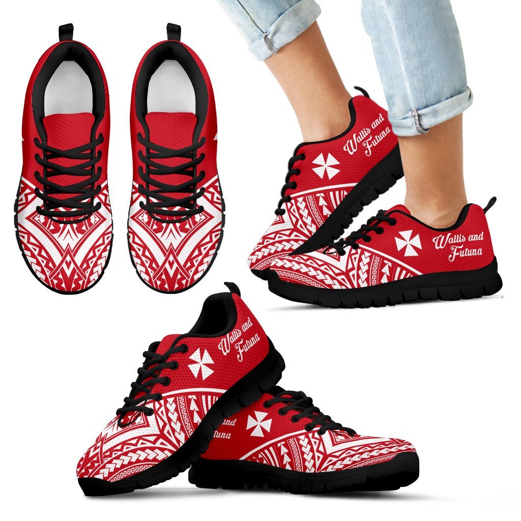 Wallis and Futuna Rising Sneakers - Wallis and Futuna Coat Of Arms Polynesian Tattoo - A16 - Polynesian Pride