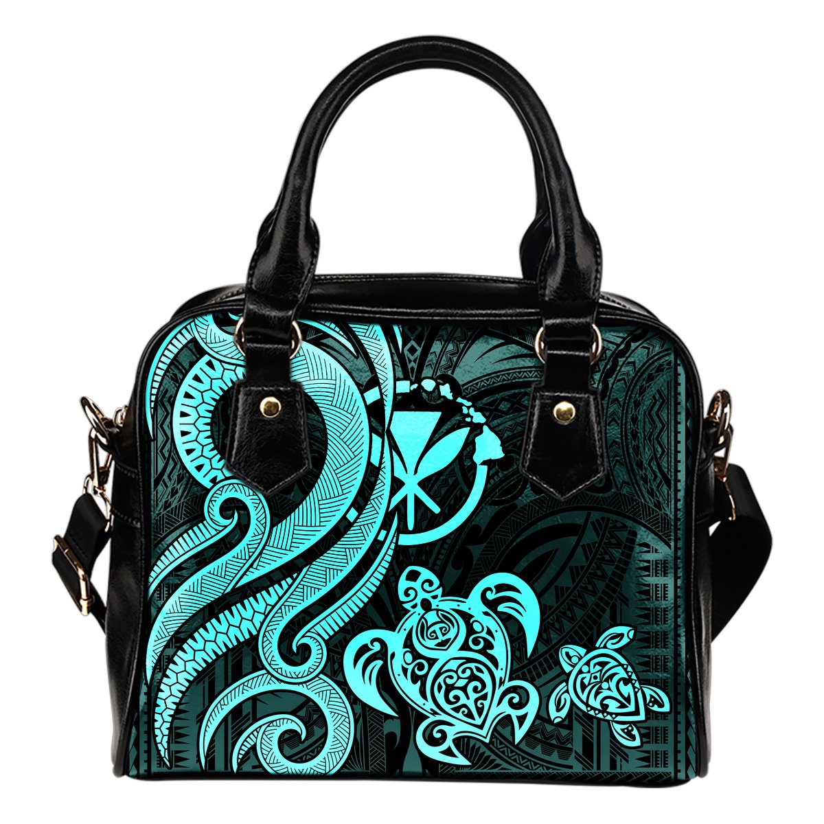 Polynesian Hawaii (Kanaka Maoli) Shoulder Handbag - Turquoise Tentacle Turtle One Size Blue - Polynesian Pride