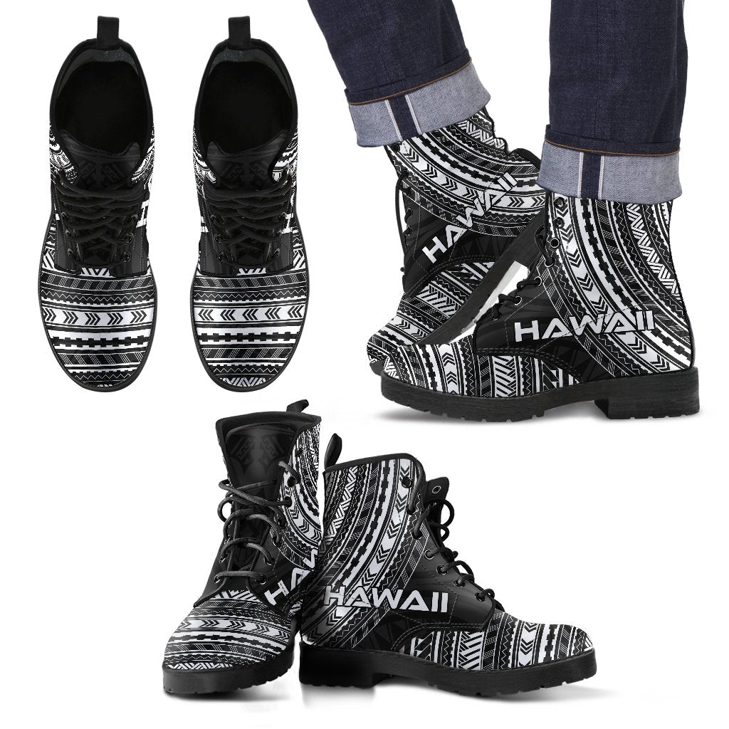 hawaii Leather Boots - Polynesian Black Chief Version Black - Polynesian Pride