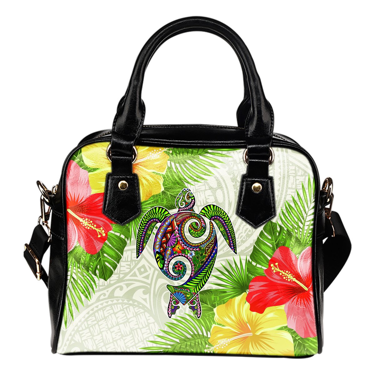 Polynesian Hawaii Shoulder Handbag Turtle Colorful One Size White - Polynesian Pride