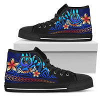 Pohnpei Custom Personalised High Top Shoes Blue - Vintage Tribal Mountain Unisex Black - Polynesian Pride