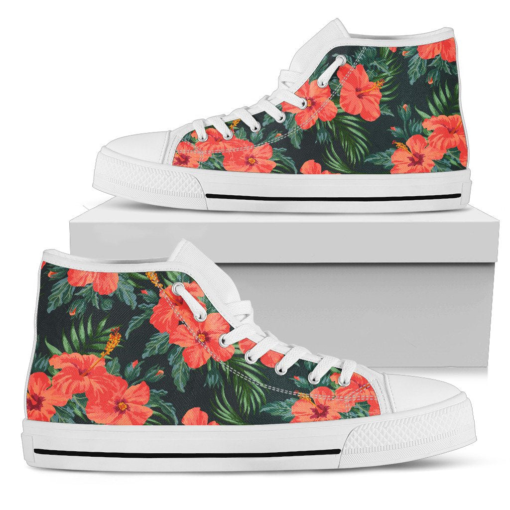 Hawaii Red Hibiscus High Top Shoe Womens High Top White - Polynesian Pride