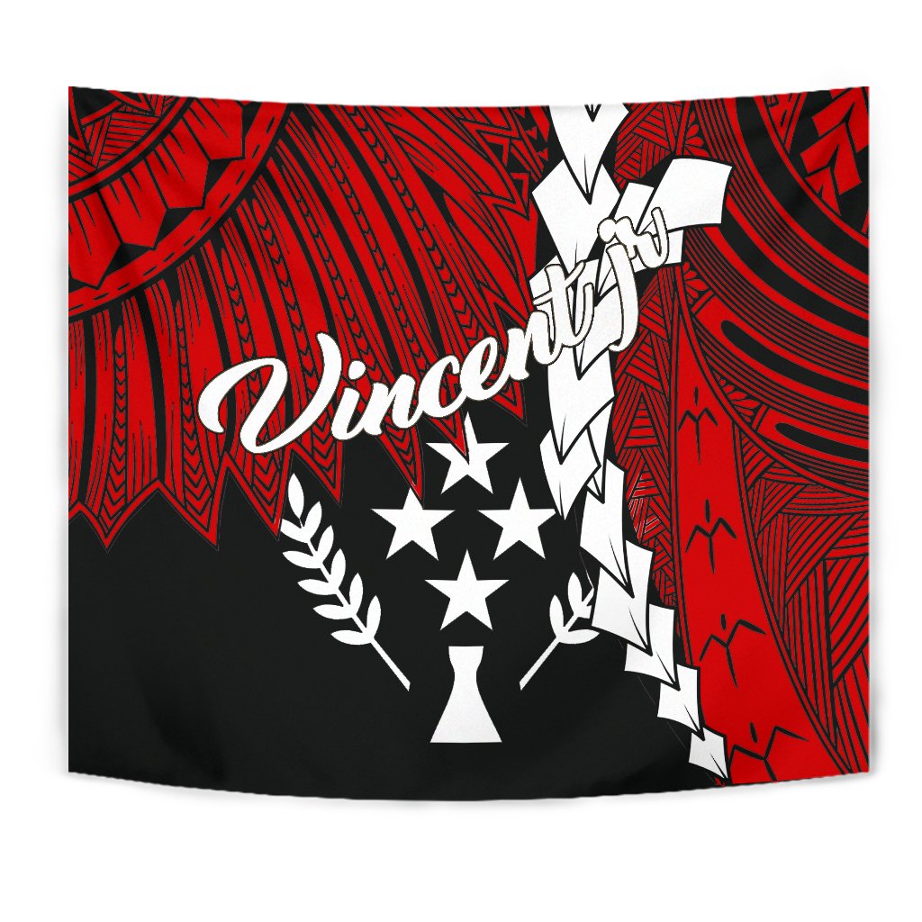 Kosrae Custom Tapestry - Tribal Wave Tattoo Flag Color - Polynesian Pride