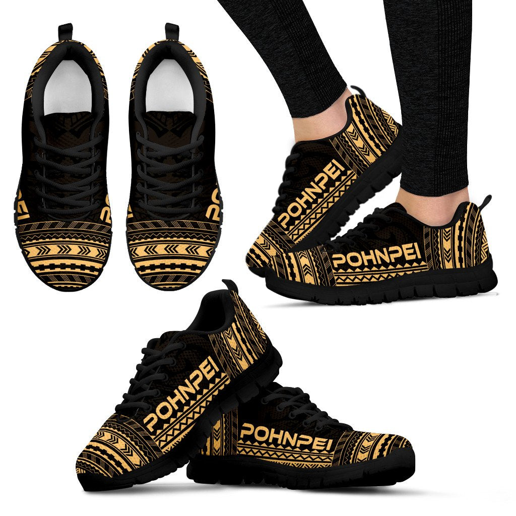 Pohnpei Sneakers - Pohnpei Polynesian Chief Tattoo Gold Version - Polynesian Pride