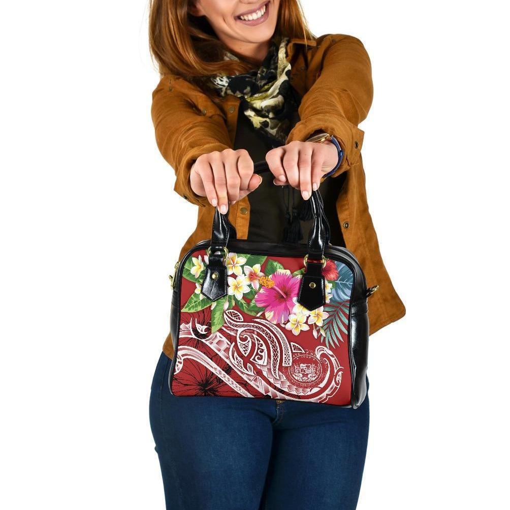 Polynesian Hawaii Shoulder Handbag - Summer Plumeria (Red) One Size Red - Polynesian Pride