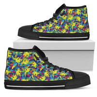 Hawaiian Shoes - Tropical Pattern Mix High Top Shoes Womens High Top Black - Polynesian Pride