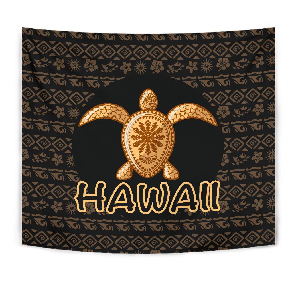 Hawaii Turtle Golden Tapestry - Polynesian Pride
