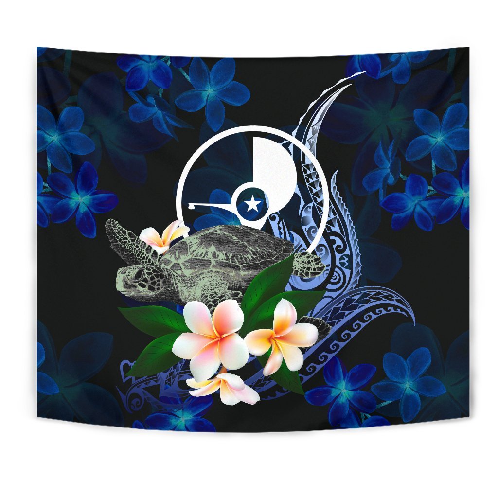 Yap Micronesia Tapestry - Turtle With Plumeria Flowers - Polynesian Pride