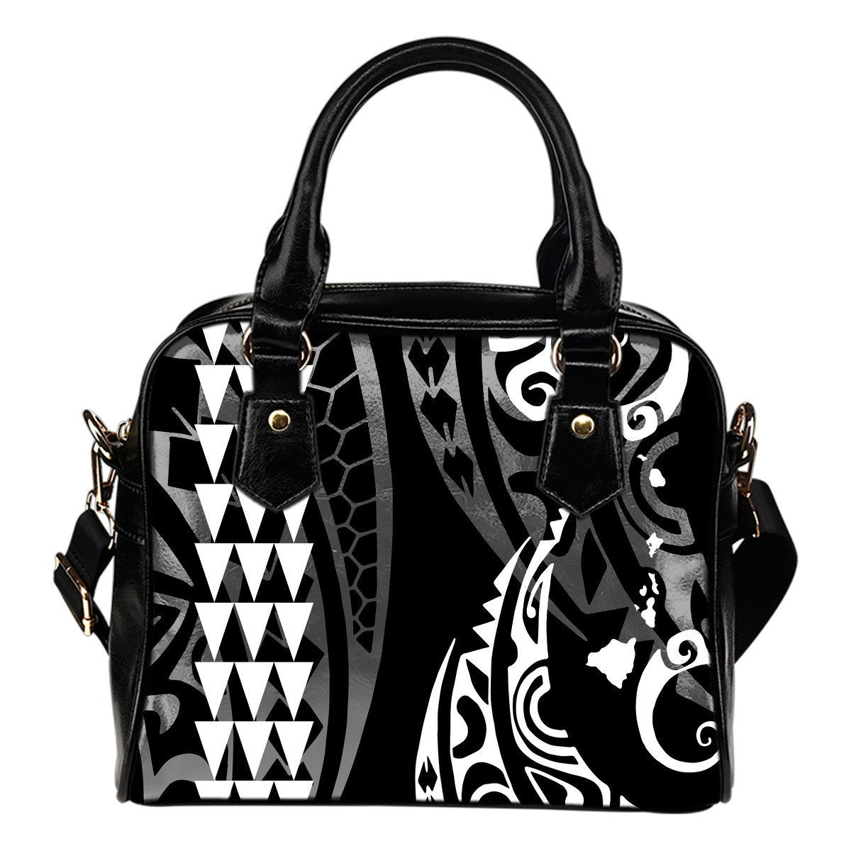 Hawaii Kakau White Polynesian Shoulder Handbag One Size White - Polynesian Pride