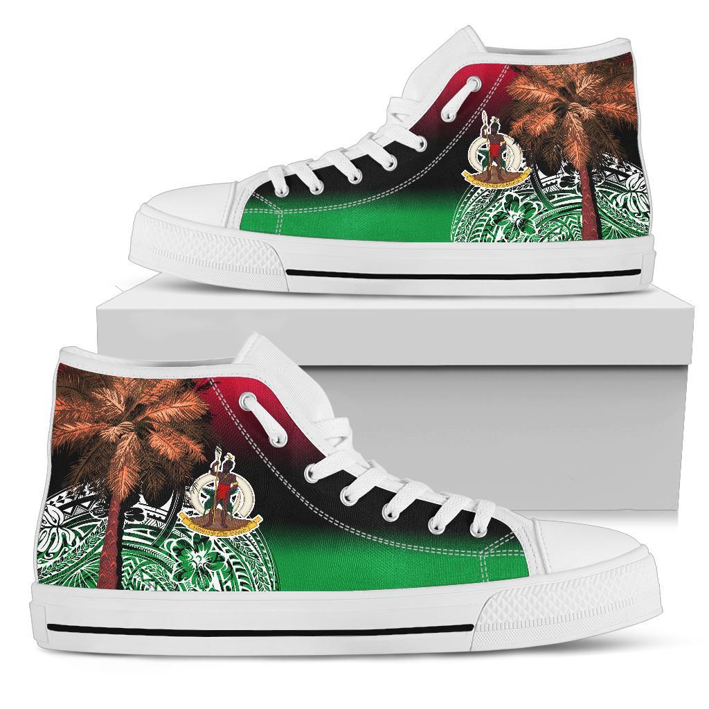 Vanuatu High Top Shoes Polynesian Palm Tree Flag Unisex White - Polynesian Pride