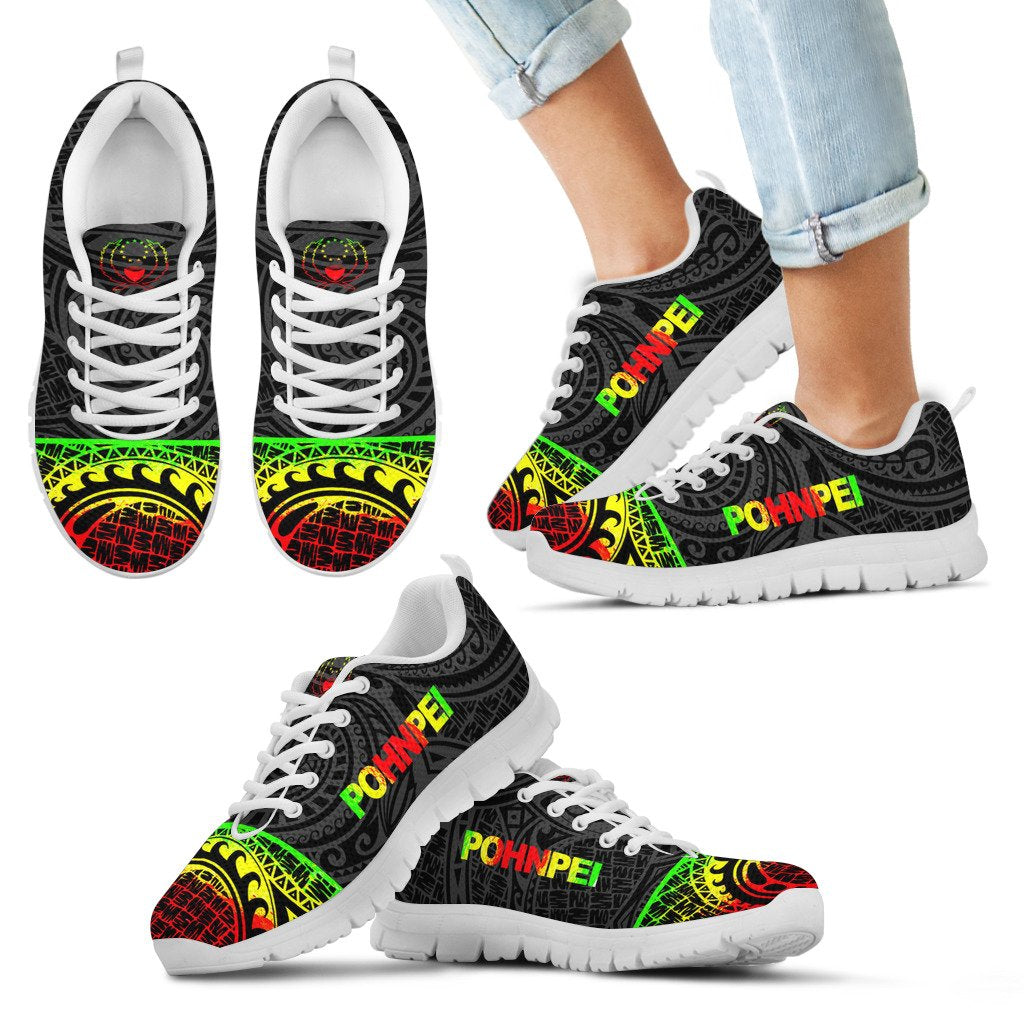 Pohnpei Sneakers - Pohnpei Flag Micronesia Reggae Style - Polynesian Pride