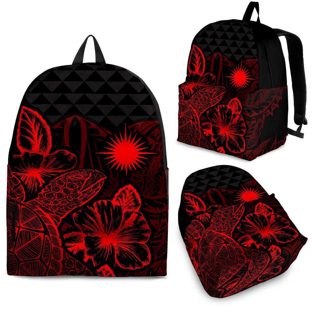 Marshall Islands Polynesian Backpack Turtle Hibiscus Red Red - Polynesian Pride