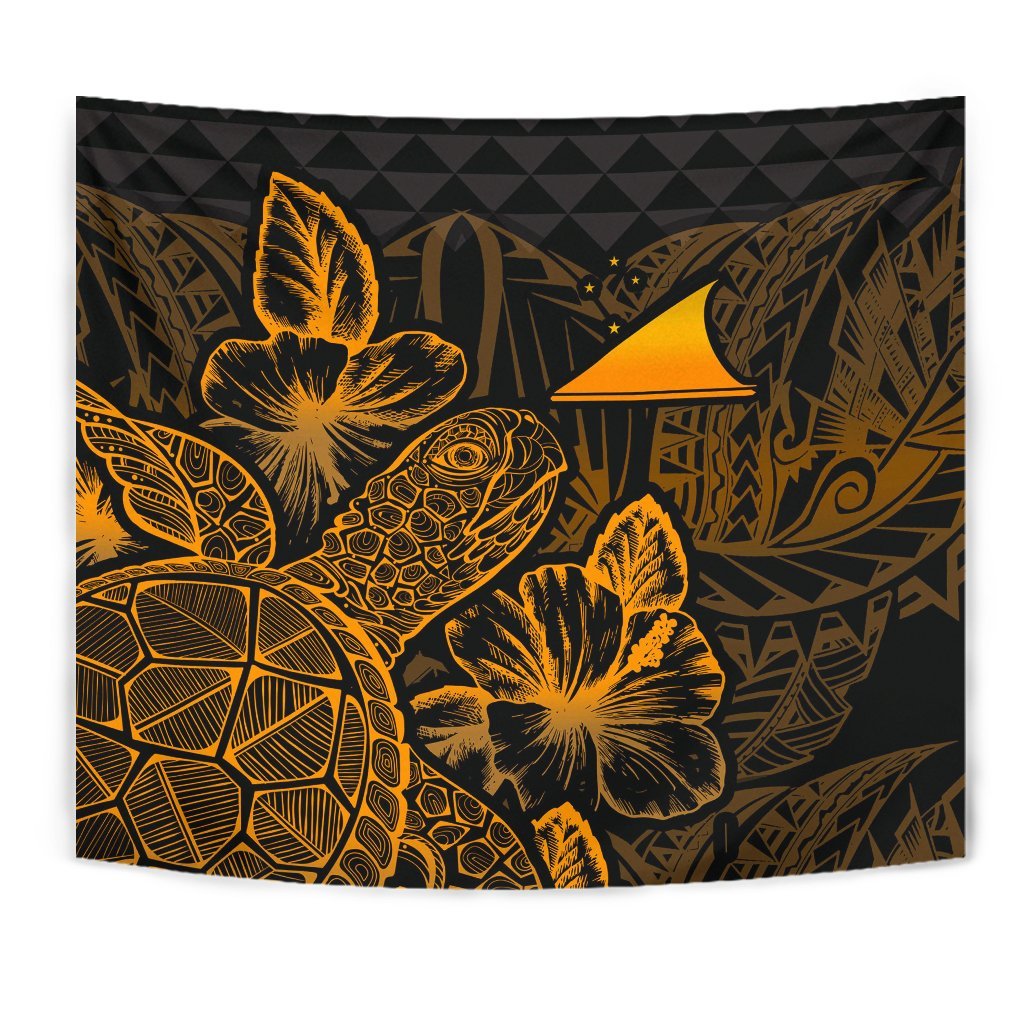 Tokelau Tapestry - Turtle Hibiscus Pattern Gold - Polynesian Pride