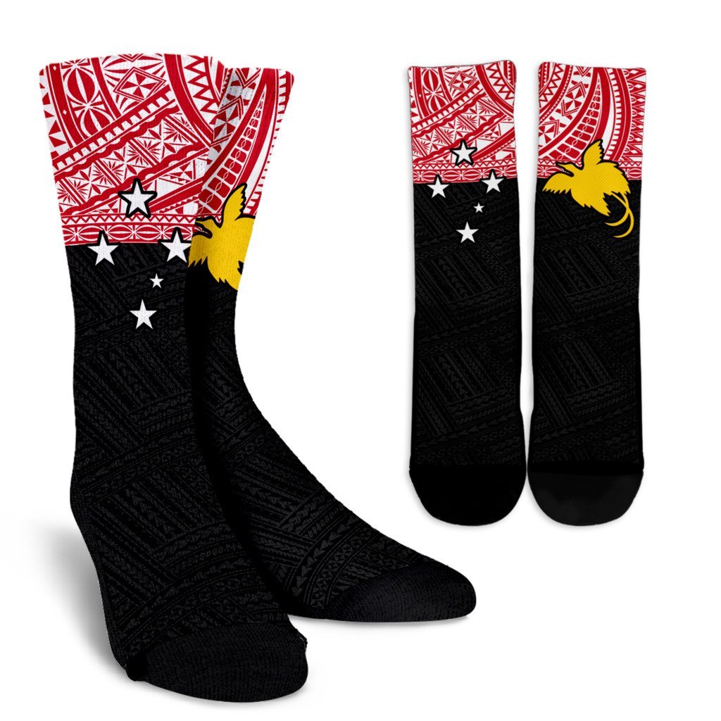 Papua New Guinea Crew Socks - Polynesian Style One Style Red - Polynesian Pride