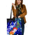 Vanuatu Custom Personalised Tote Bags - Humpback Whale with Tropical Flowers (Blue) Tote Bag One Size Blue - Polynesian Pride