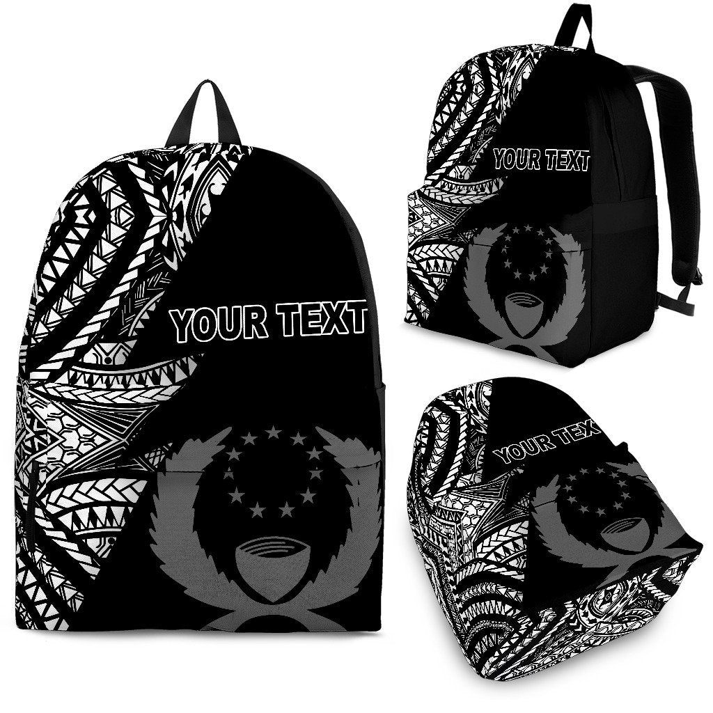 Pohnpei Custom Personalised Backpack Flash Black Black - Polynesian Pride