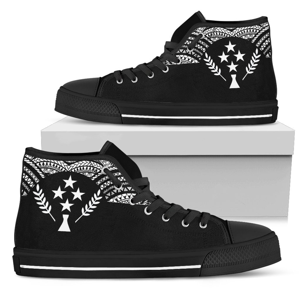 Kosrae High Top Shoes - Micronesian Black Style Unisex White - Polynesian Pride