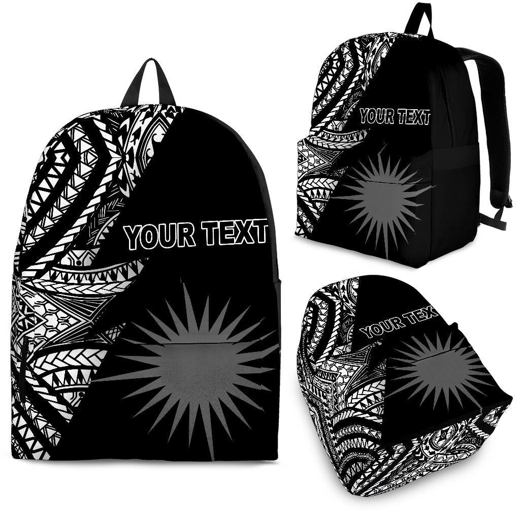 Marshall Islands Custom Personalised Backpack Flash Black Black - Polynesian Pride