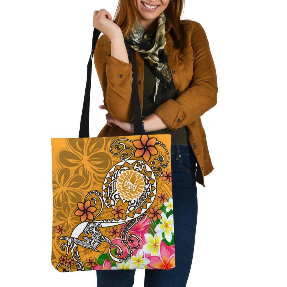 Tahiti Tote Bags - Turtle Plumeria (Gold) Tote Bag One Size Gold - Polynesian Pride