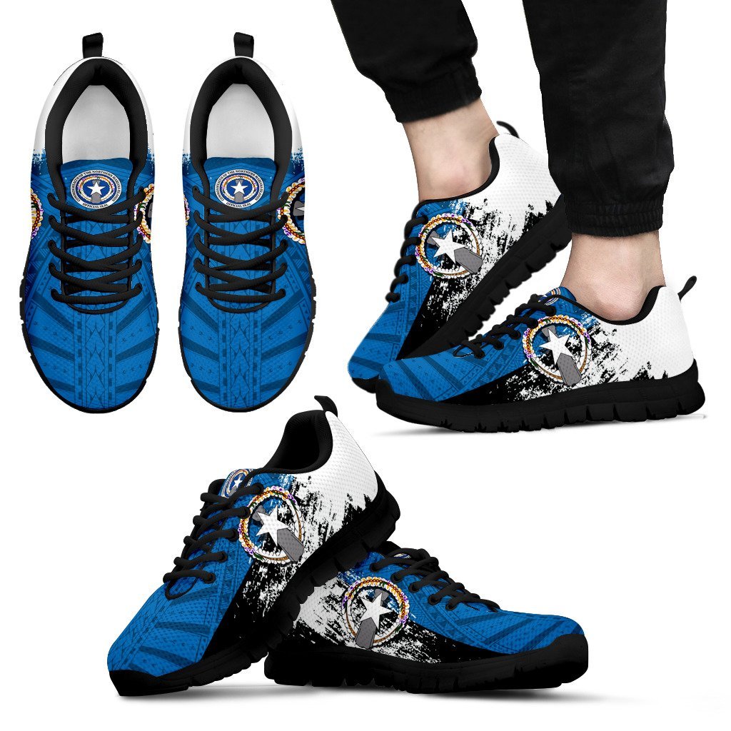 Northern Mariana Islands Sneakers - Northern Mariana Islands Flag Coat Of Arms Special - A7 Unisex Black - Polynesian Pride