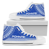 Pohnpei High Top Shoes - Polynesian Flag Chief Version Unisex White - Polynesian Pride