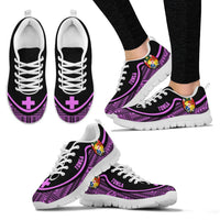 Tonga Wave Sneakers - Polynesian Pattern Purple Color Women's Sneakers - White - Tonga White - Polynesian Pride