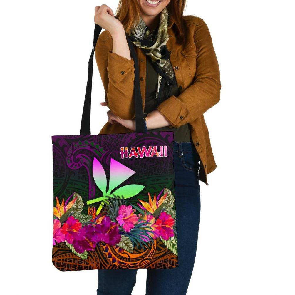 Polynesian Hawaii Kanaka Maoli Tote Bags - Summer Hibiscus Tote Bag One Size Reggae - Polynesian Pride
