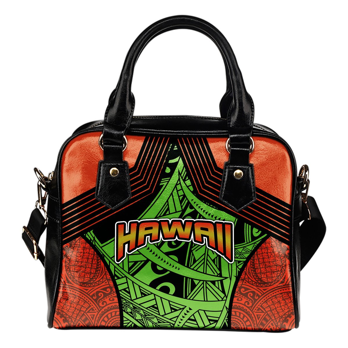 Polynesian Hawaii Shoulder Handbag - Tribal Wave One Size Green - Polynesian Pride