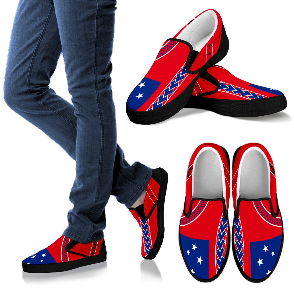 Samoa Flag Slip Ons - Polynesian Style Men Black - Polynesian Pride