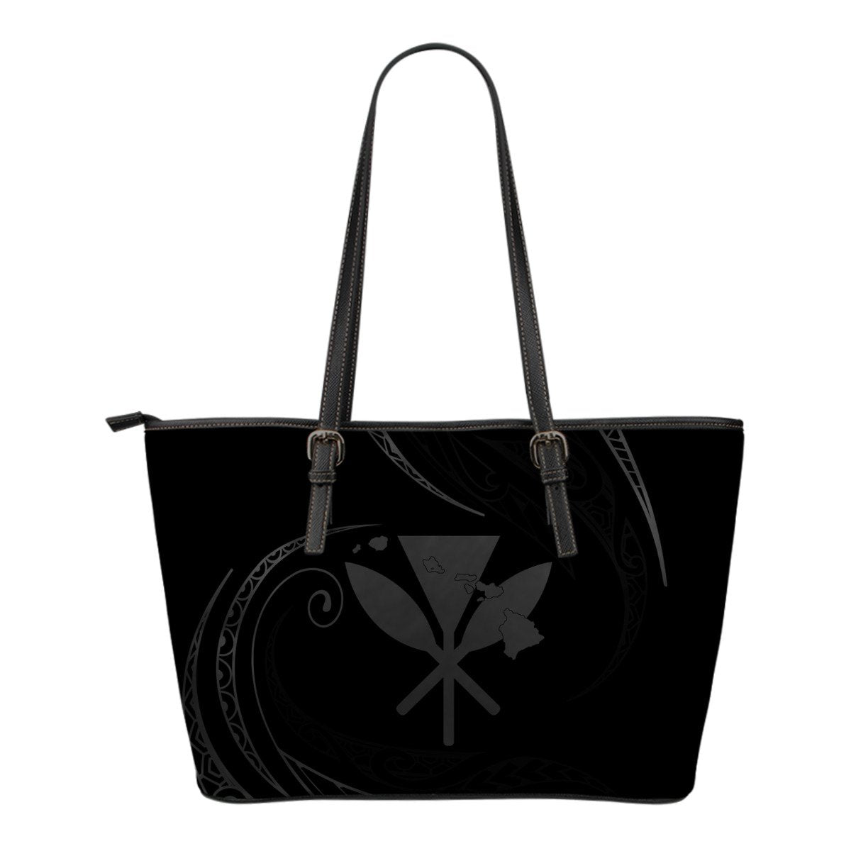 Kanaka Small Leather Tote - Gray - Frida Style Black - Polynesian Pride