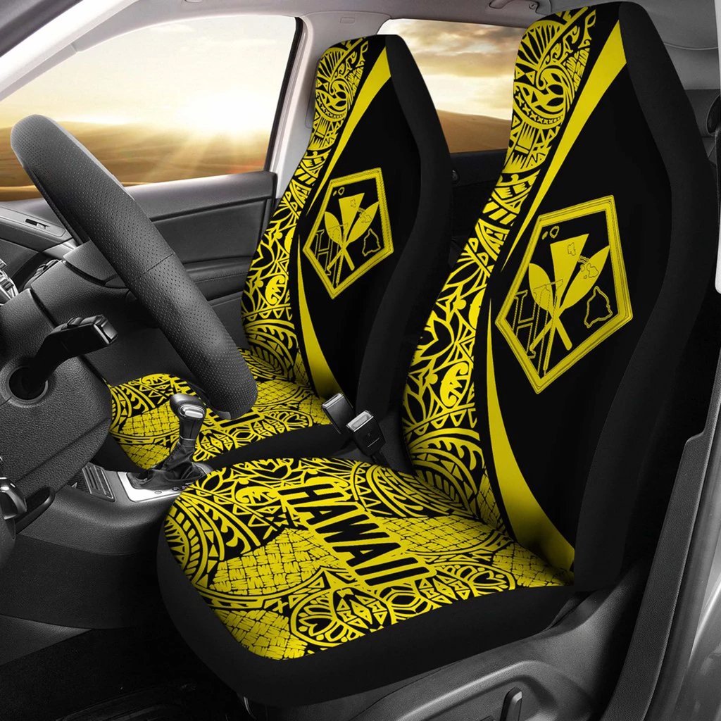 Hawaii Kanaka Polynesian Car Seat Covers - Circle Style Yellow - Polynesian Pride