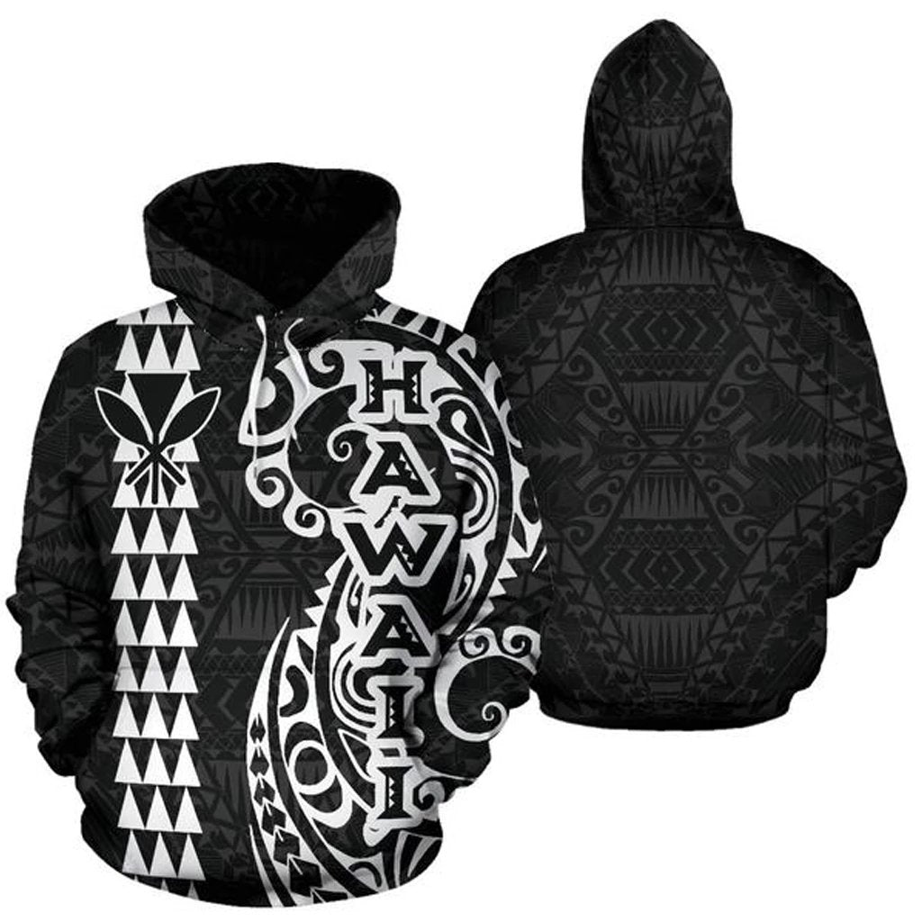 Hawaii Tattoo Hoodie White Unisex White - Polynesian Pride
