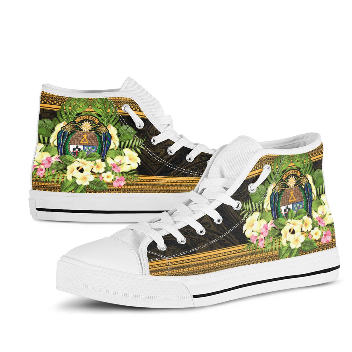 Nauru High Top Shoes - Polynesian Gold Patterns Collection - Polynesian Pride