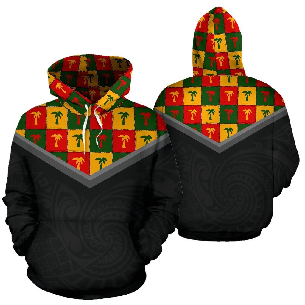 Hawaiian Pattern Vintage Hoodie Coconut Tree Caro Unisex White - Polynesian Pride