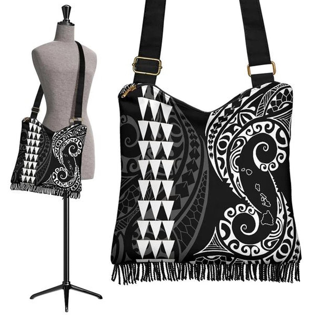 Hawaii Map Polynesian Crossbody Boho Handbag White Crossbody Boho Handbag One Size White - Polynesian Pride