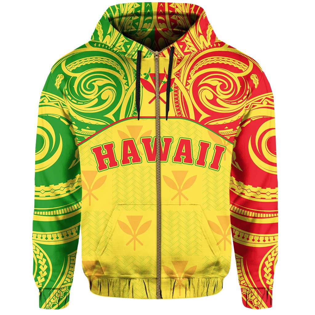 Hawaiian Kanaka Hoodie Flag Nation Yellow Demodern AH - Polynesian Pride