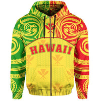 Hawaiian Kanaka Hoodie Flag Nation Yellow Demodern AH - Polynesian Pride
