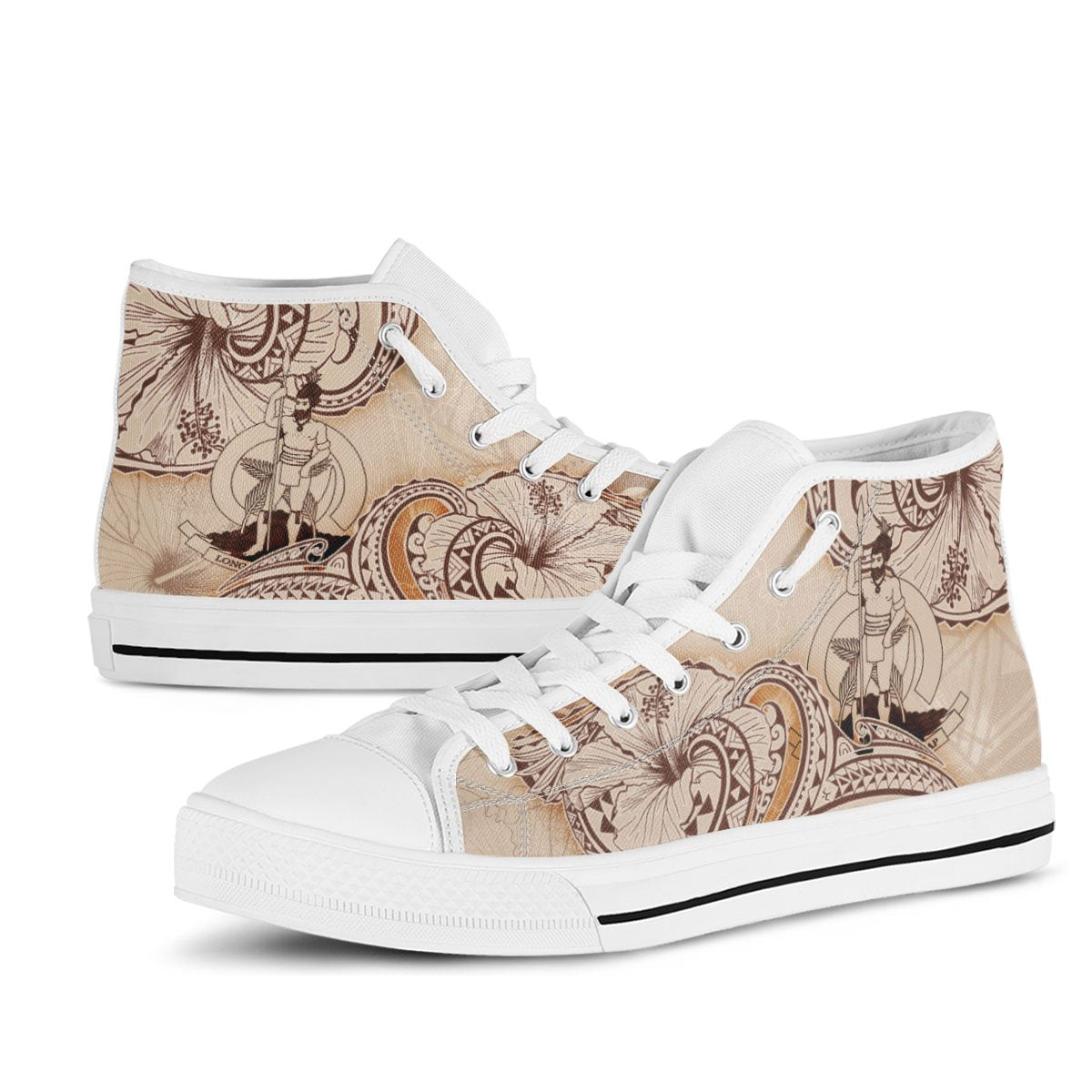 Vanuatu High Top Shoes - Hibiscus Flowers Vintage Style - Polynesian Pride